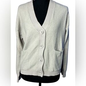 Joie Womens Cream Button Down Cardigan Sweater Normcore Sz L Soft Neutral Cozy